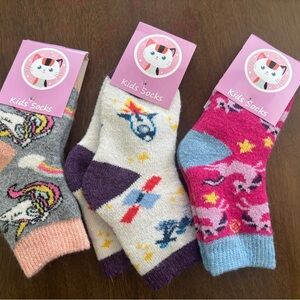 Kids Socks Set - Unicorn, Rocket, and Dinosaur Designs
